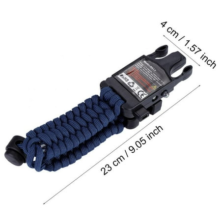 Outdoor Survival Paracord Wristband Whistle Compass LED Flashlight Bracelet